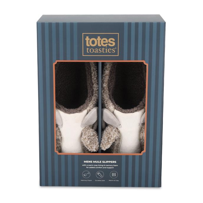 totes toasties® Mens Goat Novelty Mule Slipper Grey Extra Image 7